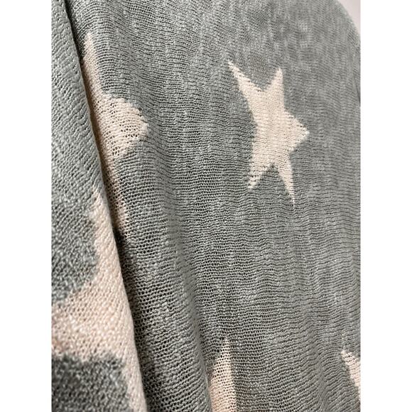 Wishlist Gray & Pink Star Print Open Knit Sweater Dolman Sleeve Summer Size S/M - Picture 7 of 10